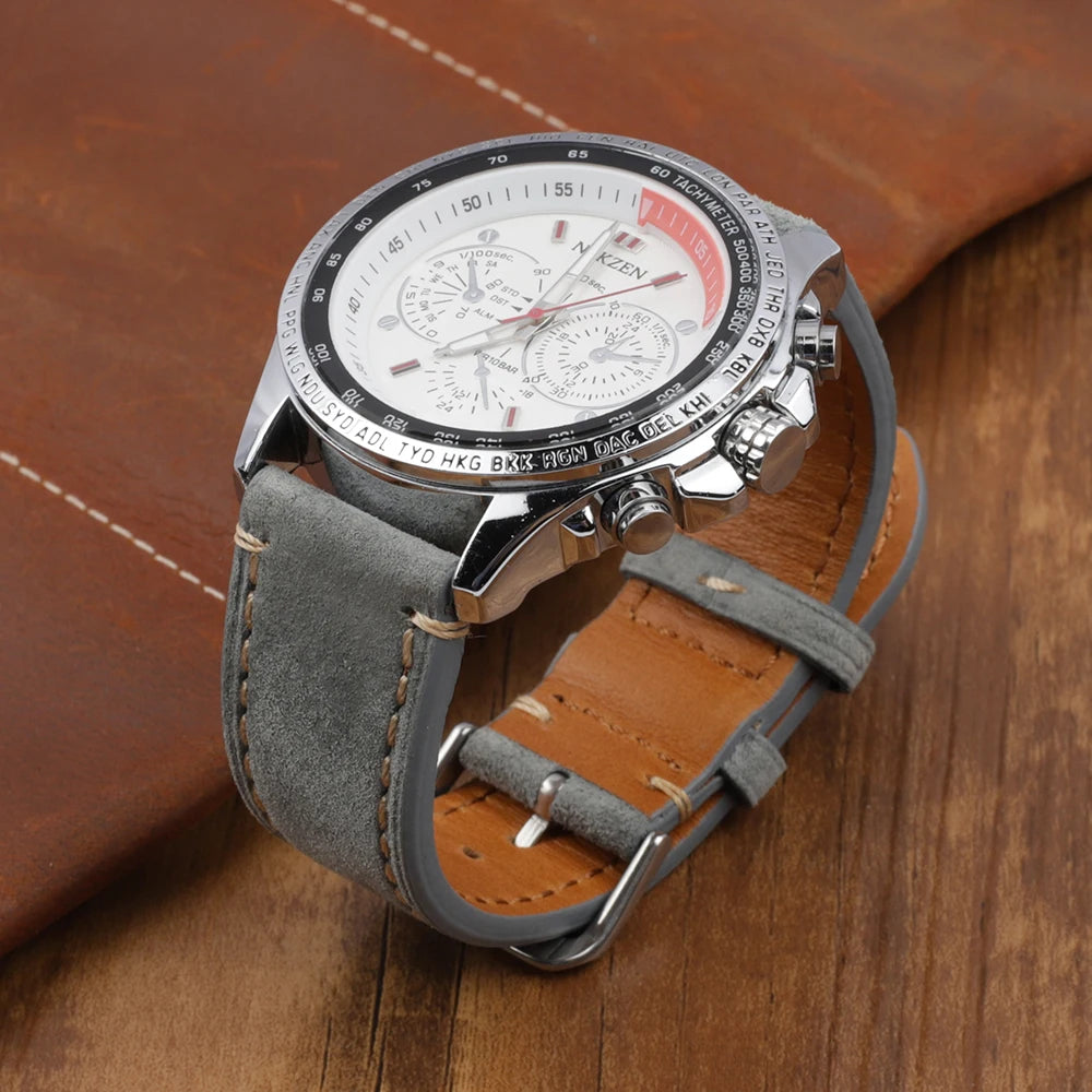 Handmade Suede Leather Watchband 18mm 20mm 22mm 24mm Vintage Watch Strap Replacement Tan Gray Beige Color for Men Women Watches