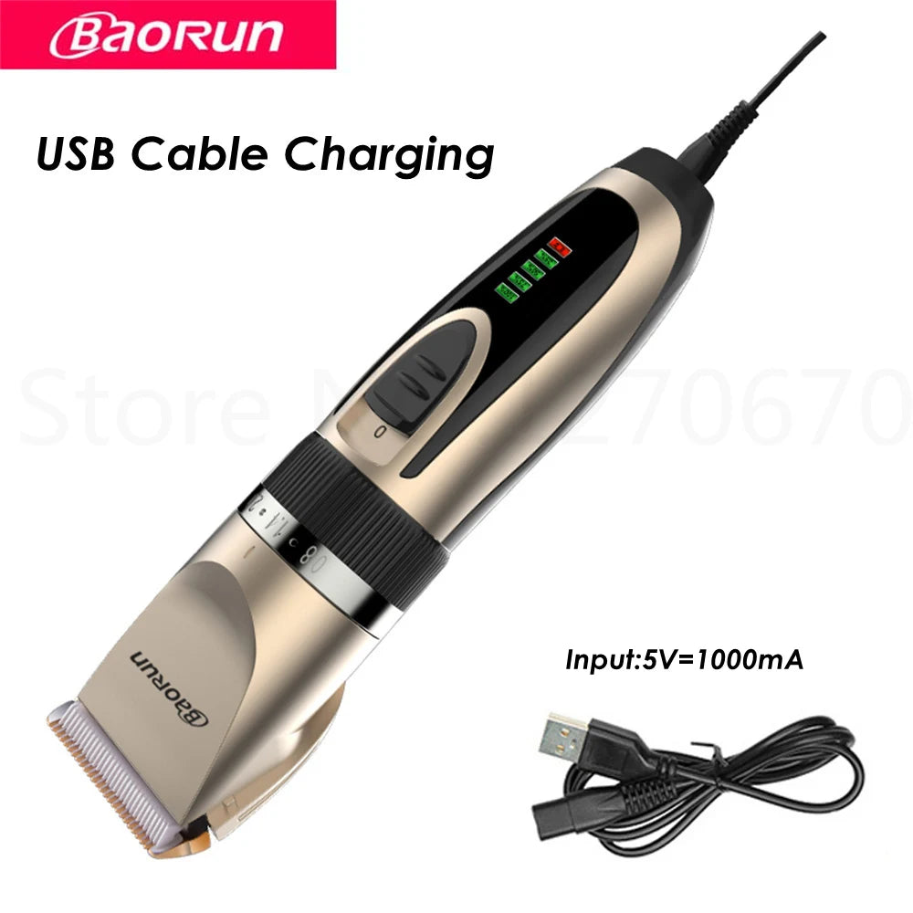 BaoRun Dog Clippers Dogs Grooming Clipper Shaver USB Rechargeable Professional Pet Cat Hair Trimmer Low-Noise Haricut Machine