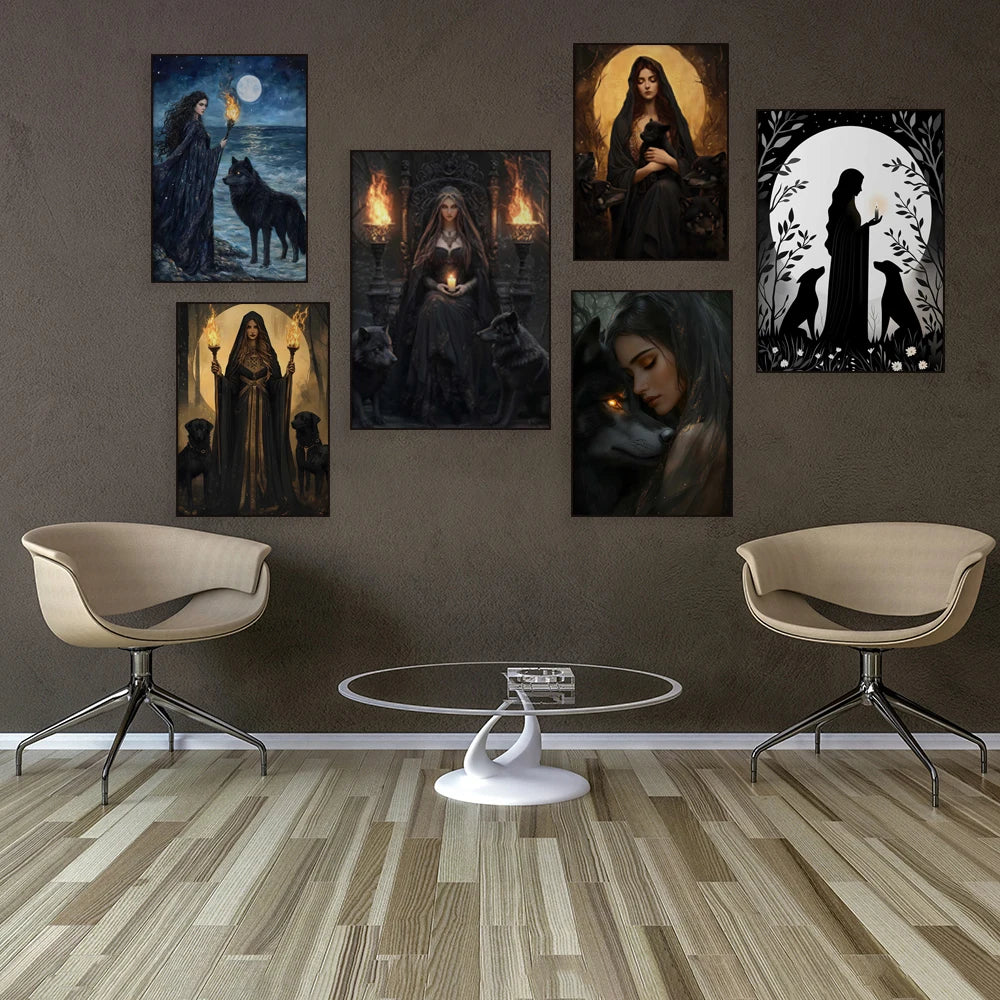 Hecate print, Greek goddess of magic and witchcraft, Art Nouveau, sacred feminine artwork, Greek mythology, Greek goddess poster