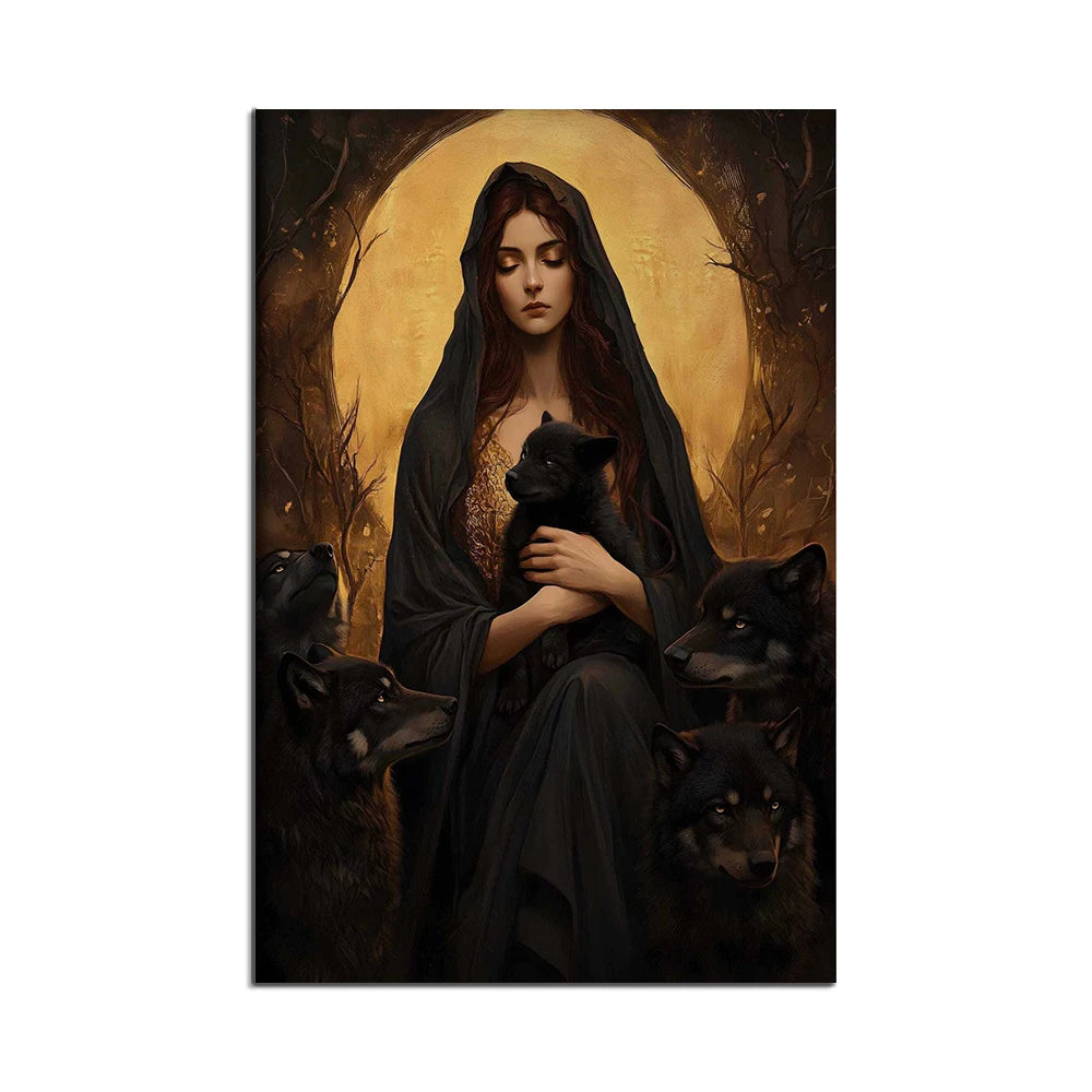 Hecate print, Greek goddess of magic and witchcraft, Art Nouveau, sacred feminine artwork, Greek mythology, Greek goddess poster