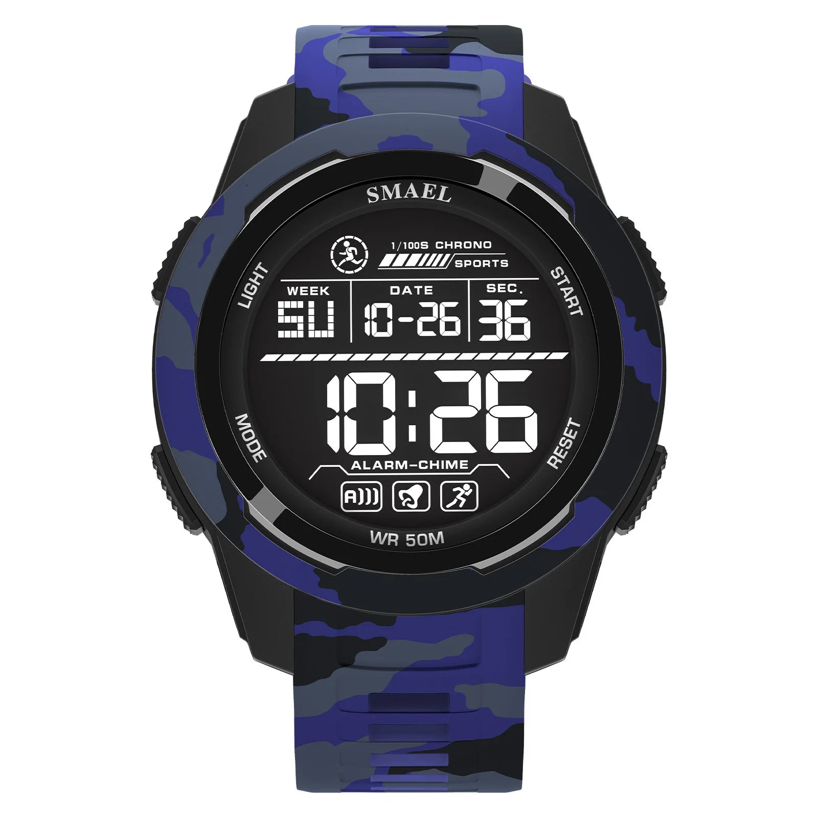 SMAEL Watch 8105 Camo Strap Men Sports Multifunctional Watches Waterproof Shock Digital Display LED Wristwatch for Man