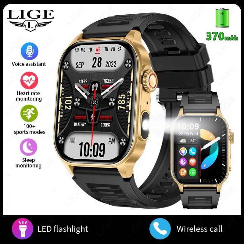 LIGE 2.01" HD Display Smart Watch For Men Women Health Monitor Sports Fitness Watches AI Voice Bluetooth Call Man Smartwatch New
