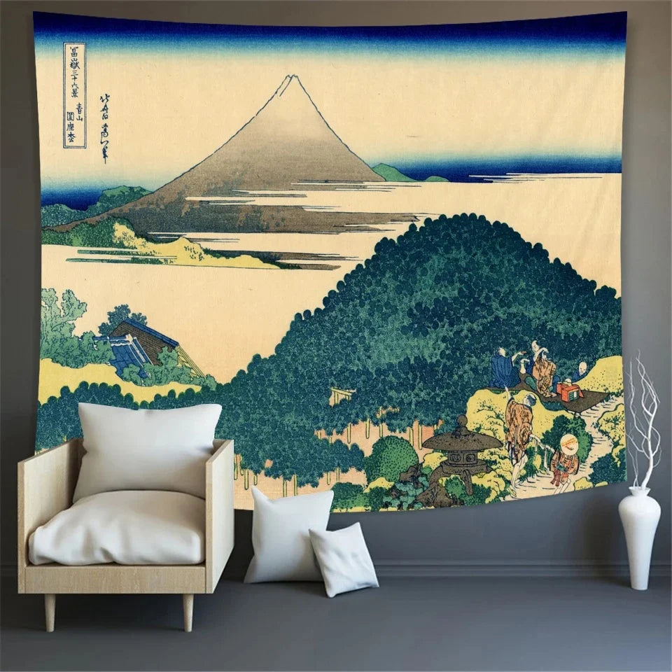 Mount Fuji, Japan Tapestry Art Printing Tapestry The Great Wave of Kanagawa Wall Hanging Decoration Household Japanese Tapestry
