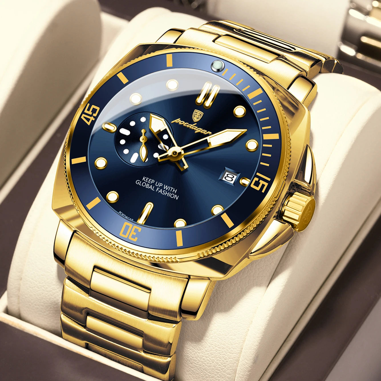 POEDAGAR Original Luxury Men's Watches Luminous Waterproof Date Business Watch Men Stainless Steel Fashion Quartz Man Wristwatch