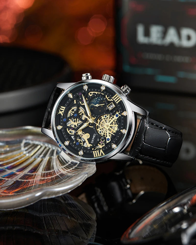 SKMEI Top Brand Luxury Full Steel Business Watches Mens 3Bar Waterproof Japan Quartz movement Calendar Wristwatches reloj hombre