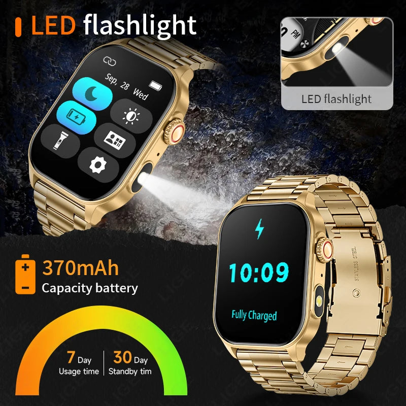 LIGE 2.01" HD Display Smart Watch For Men Women Health Monitor Sports Fitness Watches AI Voice Bluetooth Call Man Smartwatch New