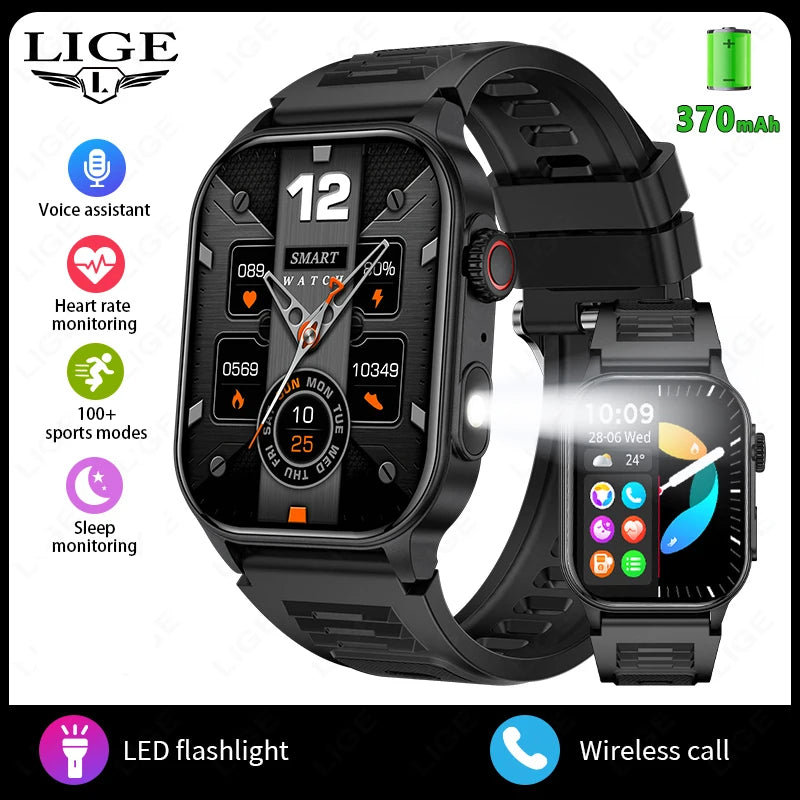 LIGE 2.01" HD Display Smart Watch For Men Women Health Monitor Sports Fitness Watches AI Voice Bluetooth Call Man Smartwatch New
