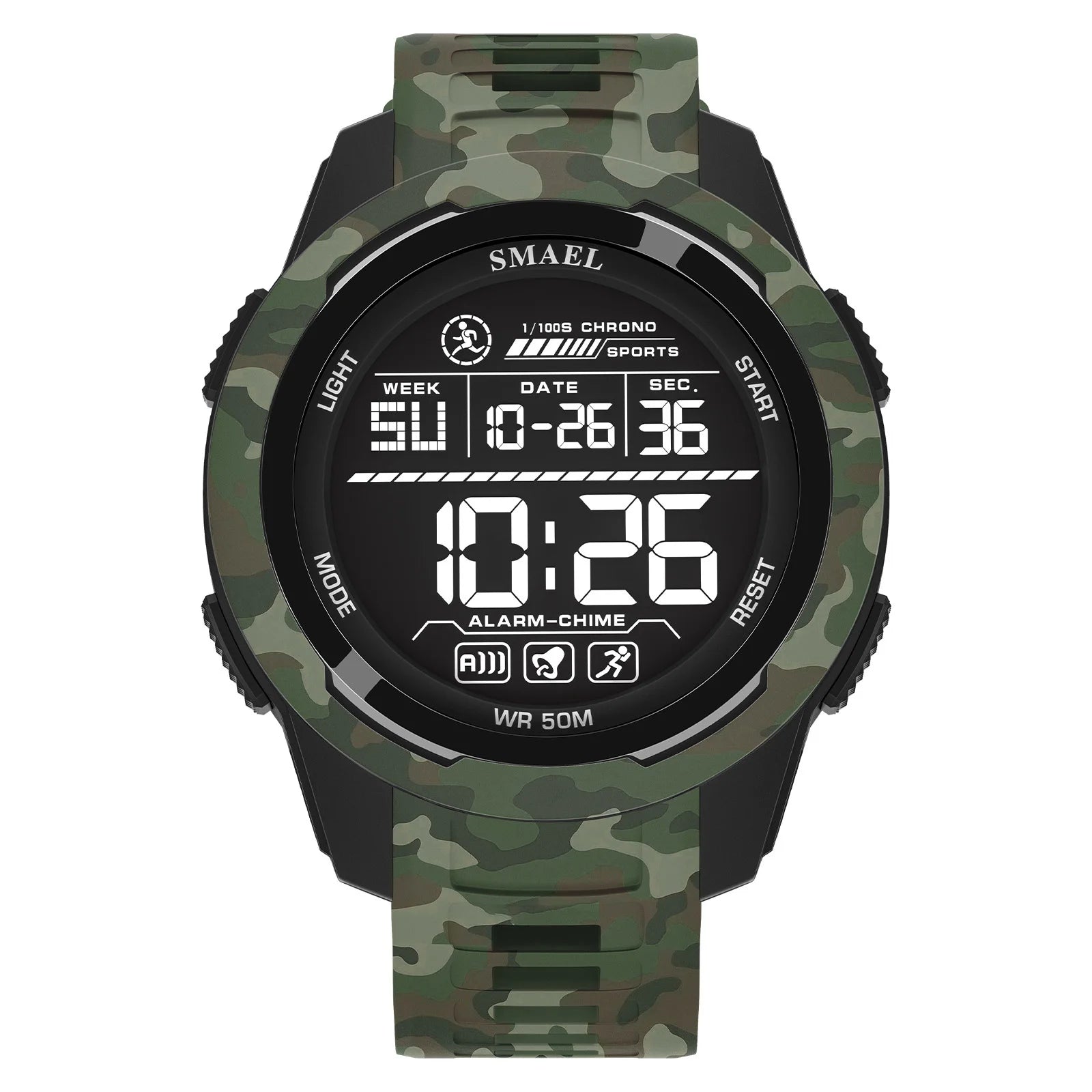 SMAEL Watch 8105 Camo Strap Men Sports Multifunctional Watches Waterproof Shock Digital Display LED Wristwatch for Man