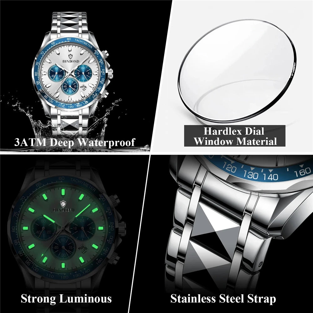 New Automatic Watch For Man Small Dial Blue Digital Fashion Quartz Wristwatches Men Clock Luxury Watches Mens Gifts Cadeau Homme
