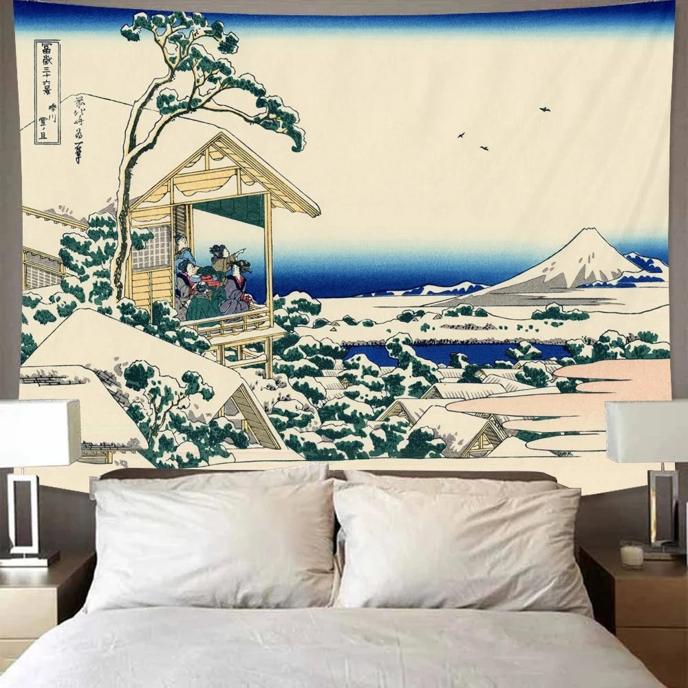 Mount Fuji, Japan Tapestry Art Printing Tapestry The Great Wave of Kanagawa Wall Hanging Decoration Household Japanese Tapestry