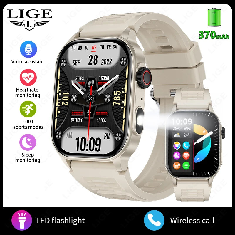 LIGE 2.01" HD Display Smart Watch For Men Women Health Monitor Sports Fitness Watches AI Voice Bluetooth Call Man Smartwatch New