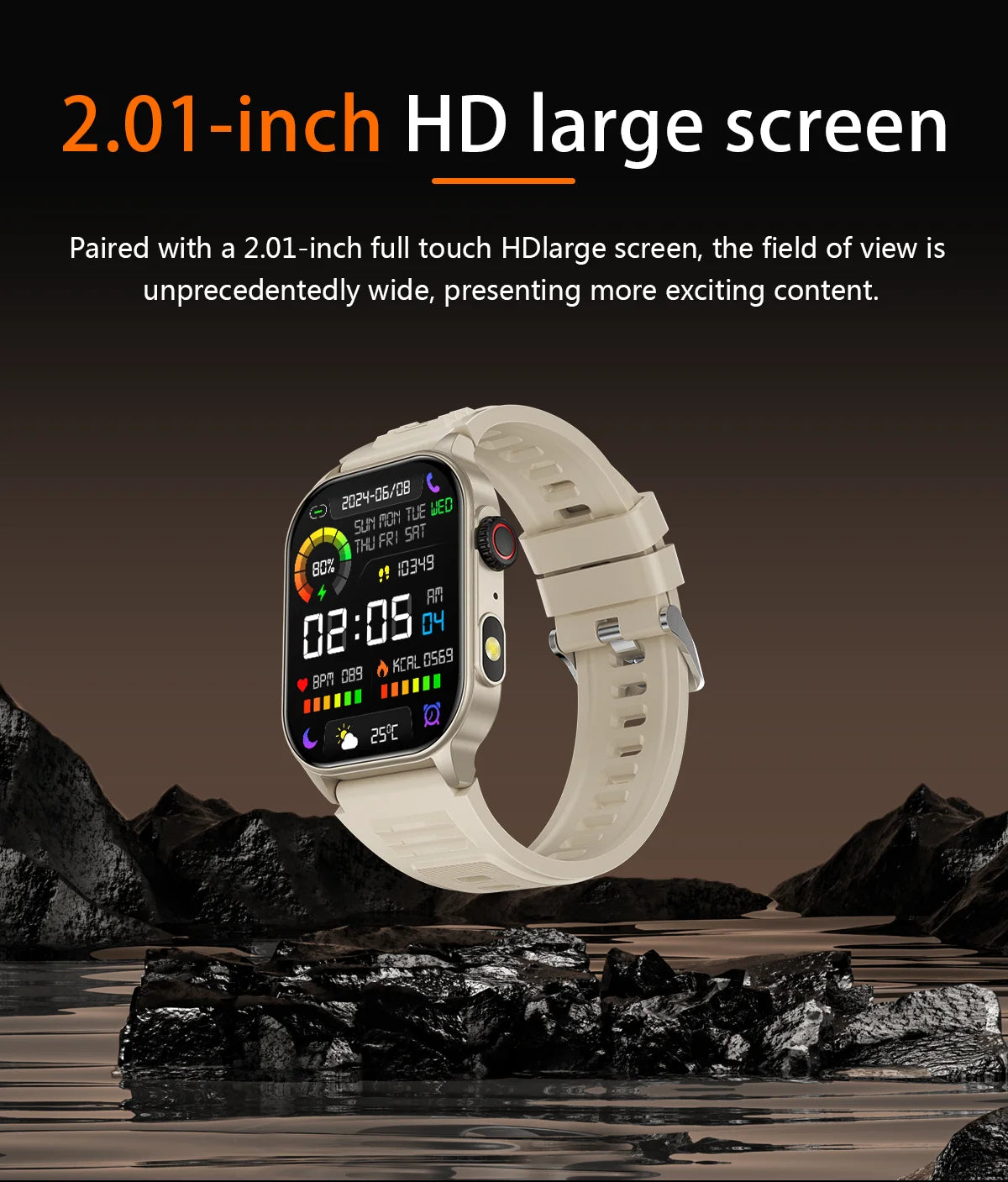 LIGE 2.01" HD Display Smart Watch For Men Women Health Monitor Sports Fitness Watches AI Voice Bluetooth Call Man Smartwatch New