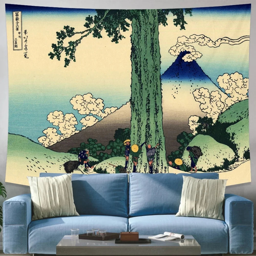 Mount Fuji, Japan Tapestry Art Printing Tapestry The Great Wave of Kanagawa Wall Hanging Decoration Household Japanese Tapestry