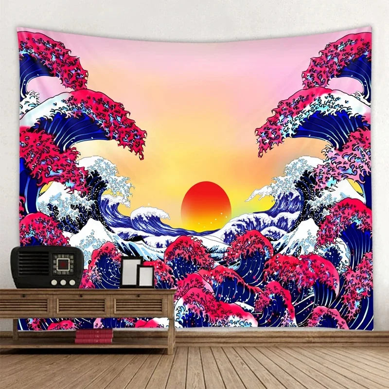 Mount Fuji, Japan Tapestry Art Printing Tapestry The Great Wave of Kanagawa Wall Hanging Decoration Household Japanese Tapestry