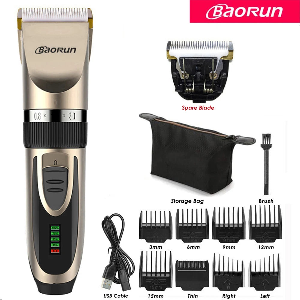 BaoRun Dog Clippers Dogs Grooming Clipper Shaver USB Rechargeable Professional Pet Cat Hair Trimmer Low-Noise Haricut Machine