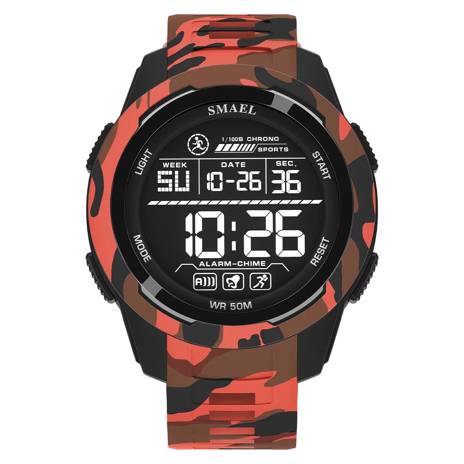 SMAEL Watch 8105 Camo Strap Men Sports Multifunctional Watches Waterproof Shock Digital Display LED Wristwatch for Man