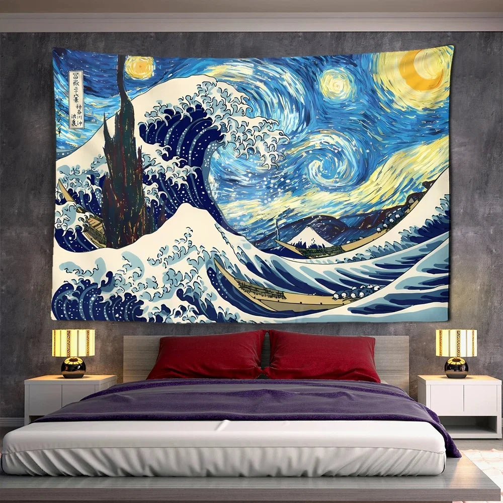 Mount Fuji, Japan Tapestry Art Printing Tapestry The Great Wave of Kanagawa Wall Hanging Decoration Household Japanese Tapestry