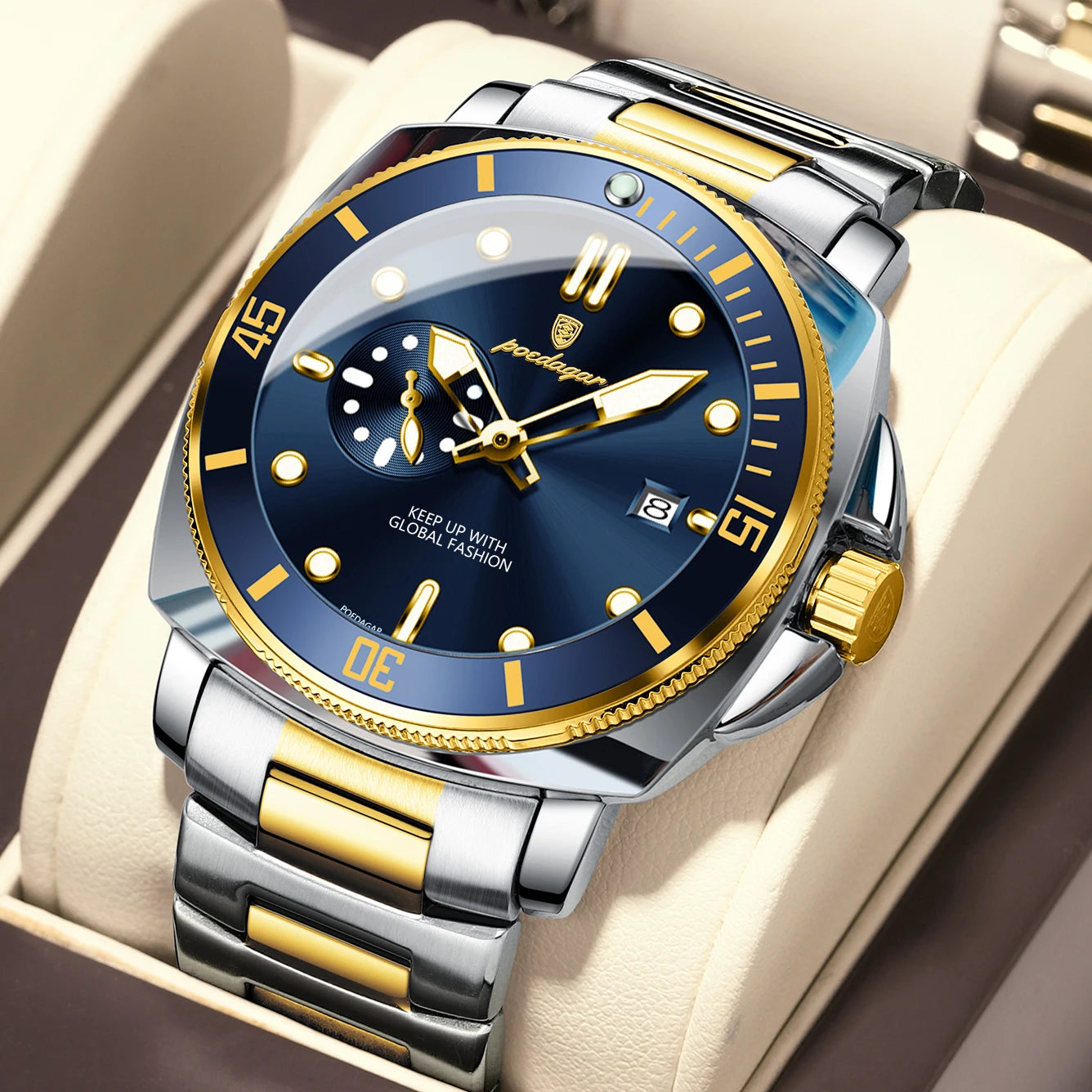 POEDAGAR Original Luxury Men's Watches Luminous Waterproof Date Business Watch Men Stainless Steel Fashion Quartz Man Wristwatch
