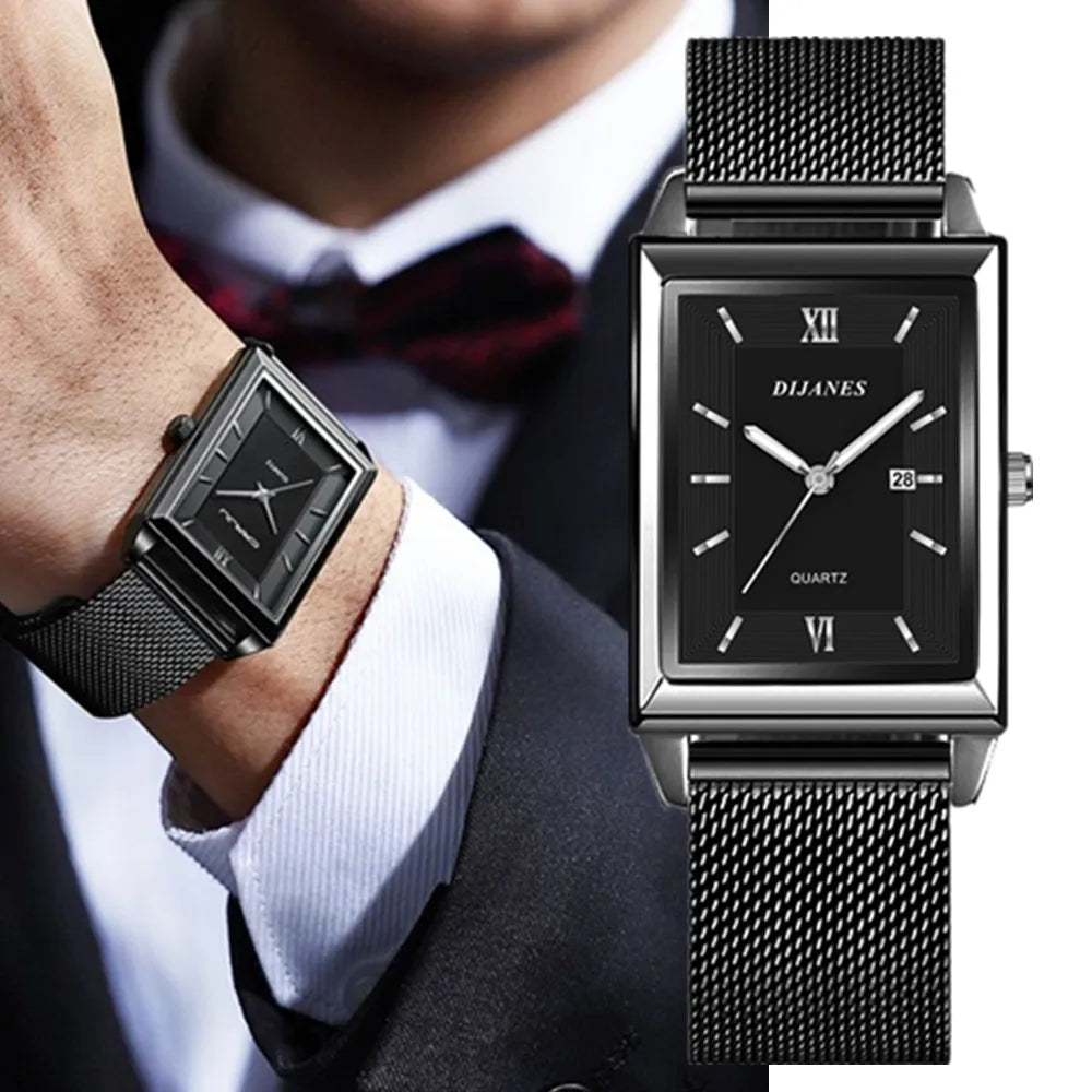 New Luxury Fashion Gold Watch for Women Men Stainless Steel Quartz Wristwatch Women's Watches Ladies Calendar Clock