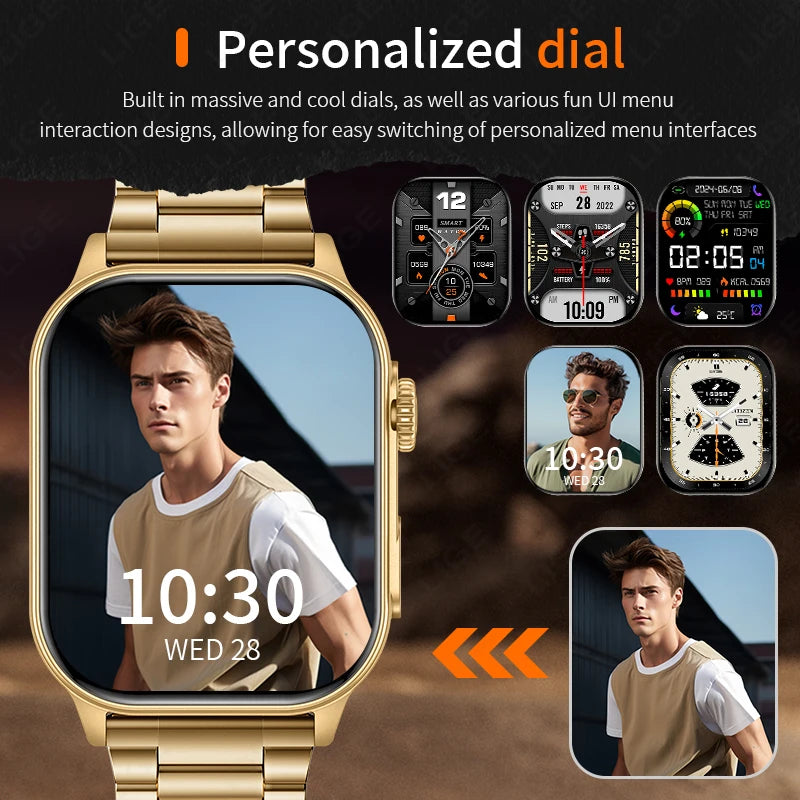 LIGE 2.01" HD Display Smart Watch For Men Women Health Monitor Sports Fitness Watches AI Voice Bluetooth Call Man Smartwatch New