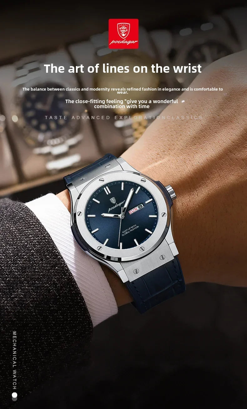 New Man Leather Casual Sports Clock Men Luxury Watch Automatic Watches Mens Top Fashion Quartz Wristwatches Man Reloj Hombre