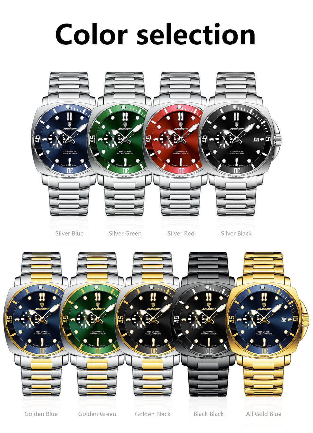 POEDAGAR Original Luxury Men's Watches Luminous Waterproof Date Business Watch Men Stainless Steel Fashion Quartz Man Wristwatch