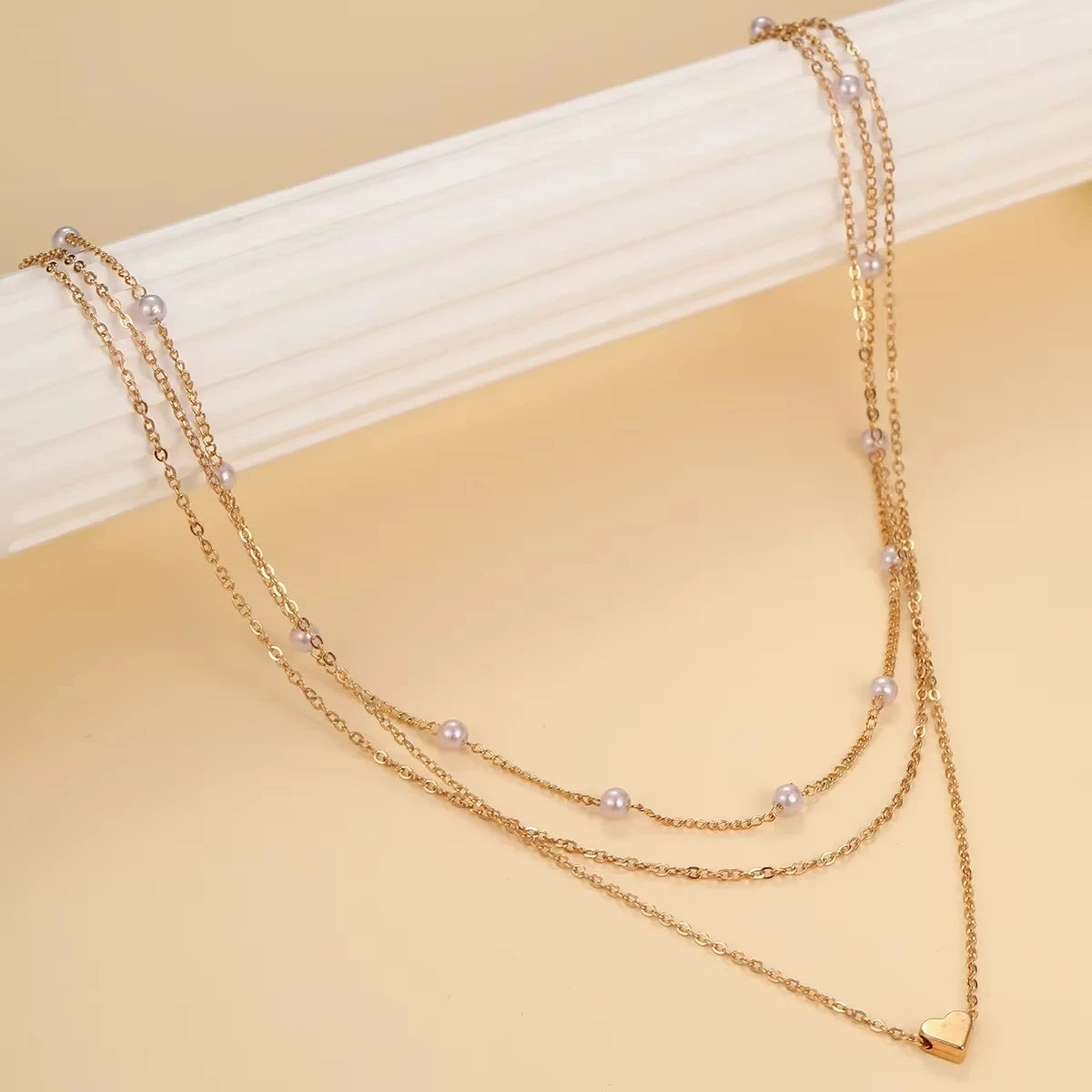 Multilayer Pearl Cross Love Heart Pendant Necklaces for Women Gold Color Fashion Collarbone Neck Chain 2024 Trend Jewelry