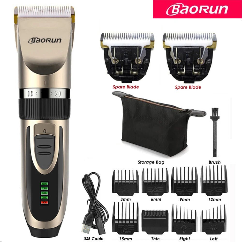 BaoRun Dog Clippers Dogs Grooming Clipper Shaver USB Rechargeable Professional Pet Cat Hair Trimmer Low-Noise Haricut Machine