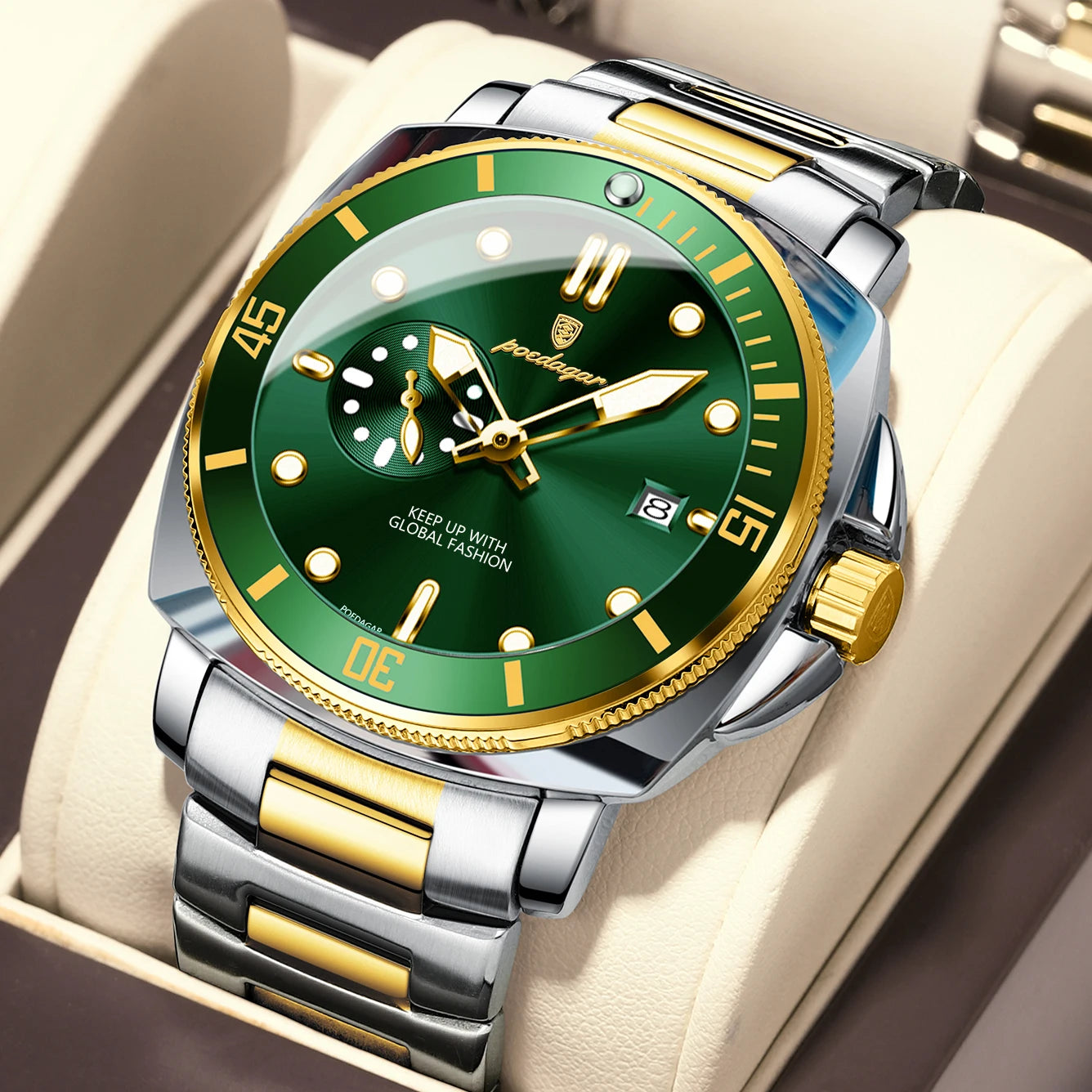 POEDAGAR Original Luxury Men's Watches Luminous Waterproof Date Business Watch Men Stainless Steel Fashion Quartz Man Wristwatch