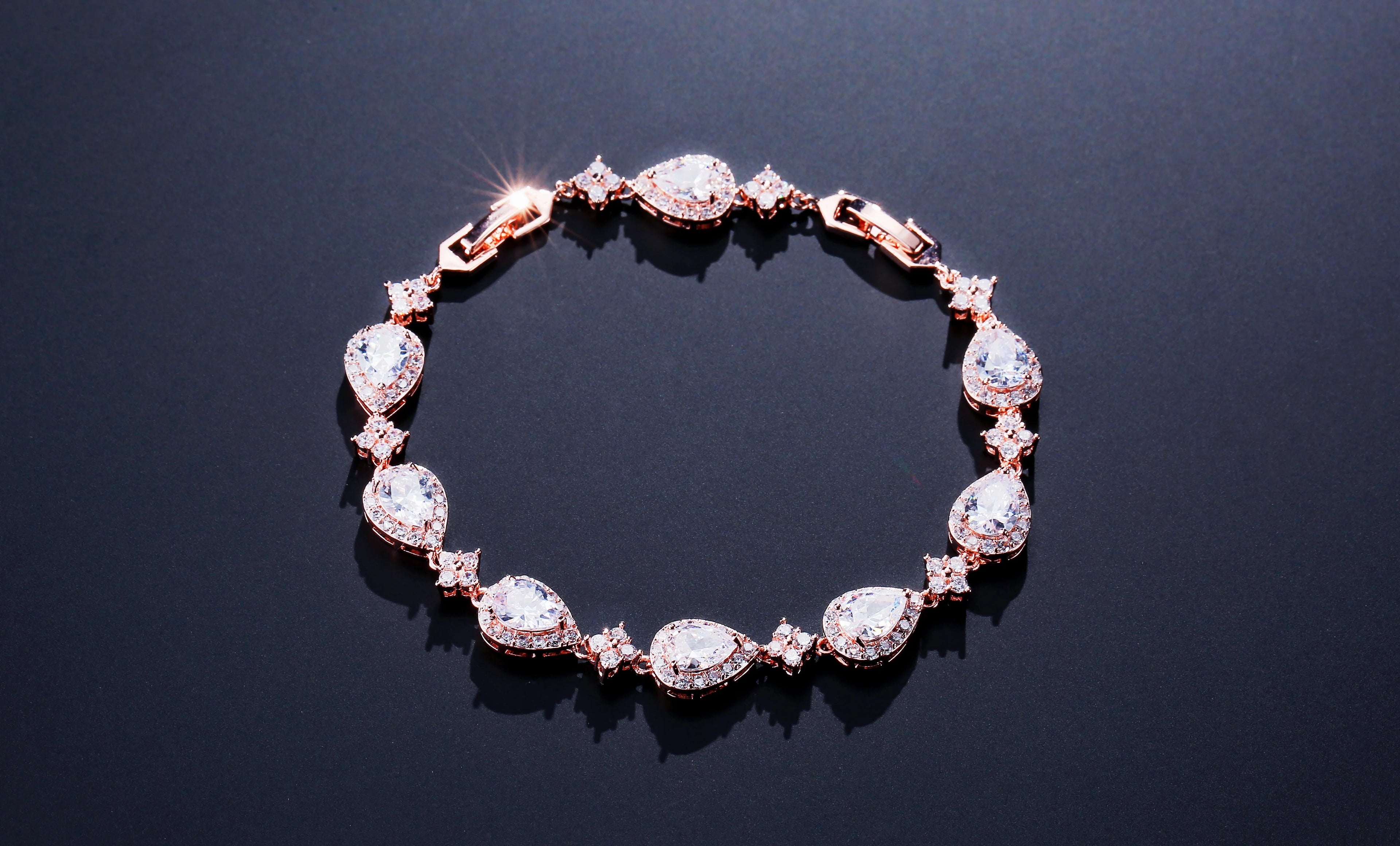 ZAKOL Classic Geometric Water Drop CZ Bracelet for Women Bridal Gorgeous Buling Zircon Party Wedding Jewelry