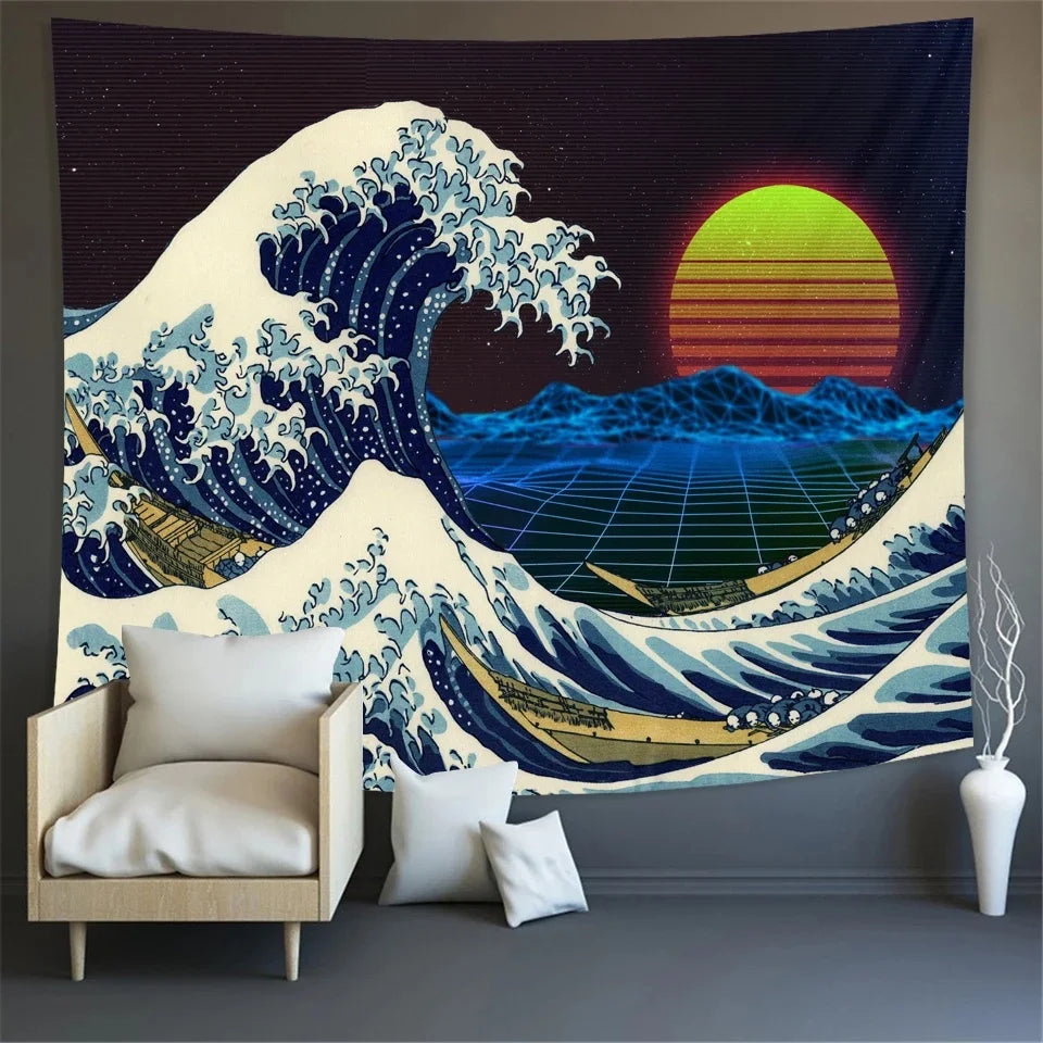 Mount Fuji, Japan Tapestry Art Printing Tapestry The Great Wave of Kanagawa Wall Hanging Decoration Household Japanese Tapestry