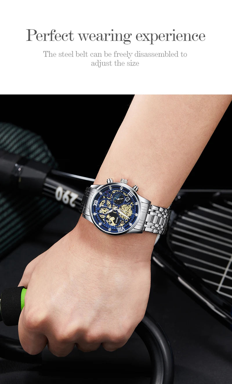 SKMEI Top Brand Luxury Full Steel Business Watches Mens 3Bar Waterproof Japan Quartz movement Calendar Wristwatches reloj hombre