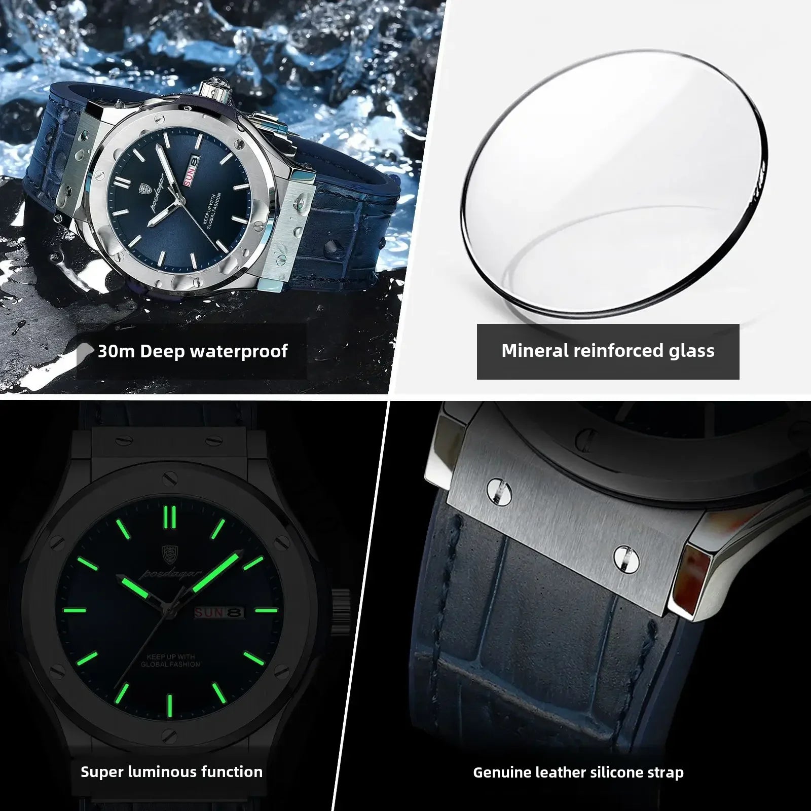 New Man Leather Casual Sports Clock Men Luxury Watch Automatic Watches Mens Top Fashion Quartz Wristwatches Man Reloj Hombre