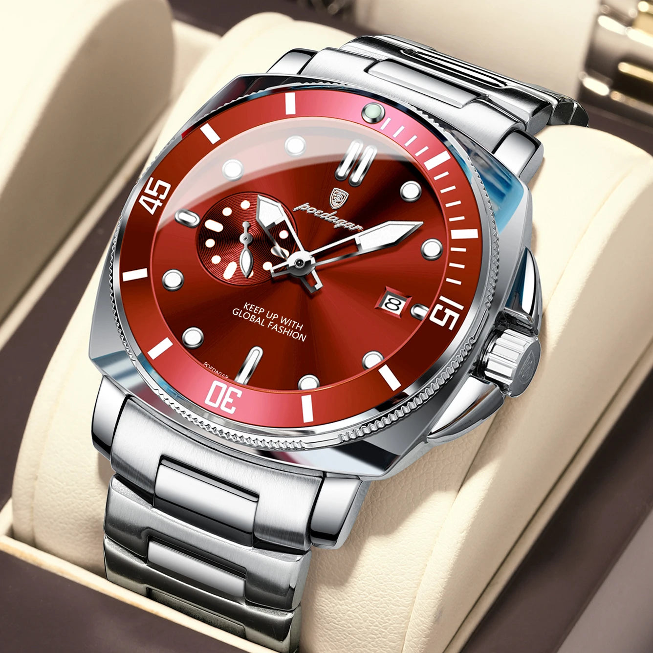 POEDAGAR Original Luxury Men's Watches Luminous Waterproof Date Business Watch Men Stainless Steel Fashion Quartz Man Wristwatch