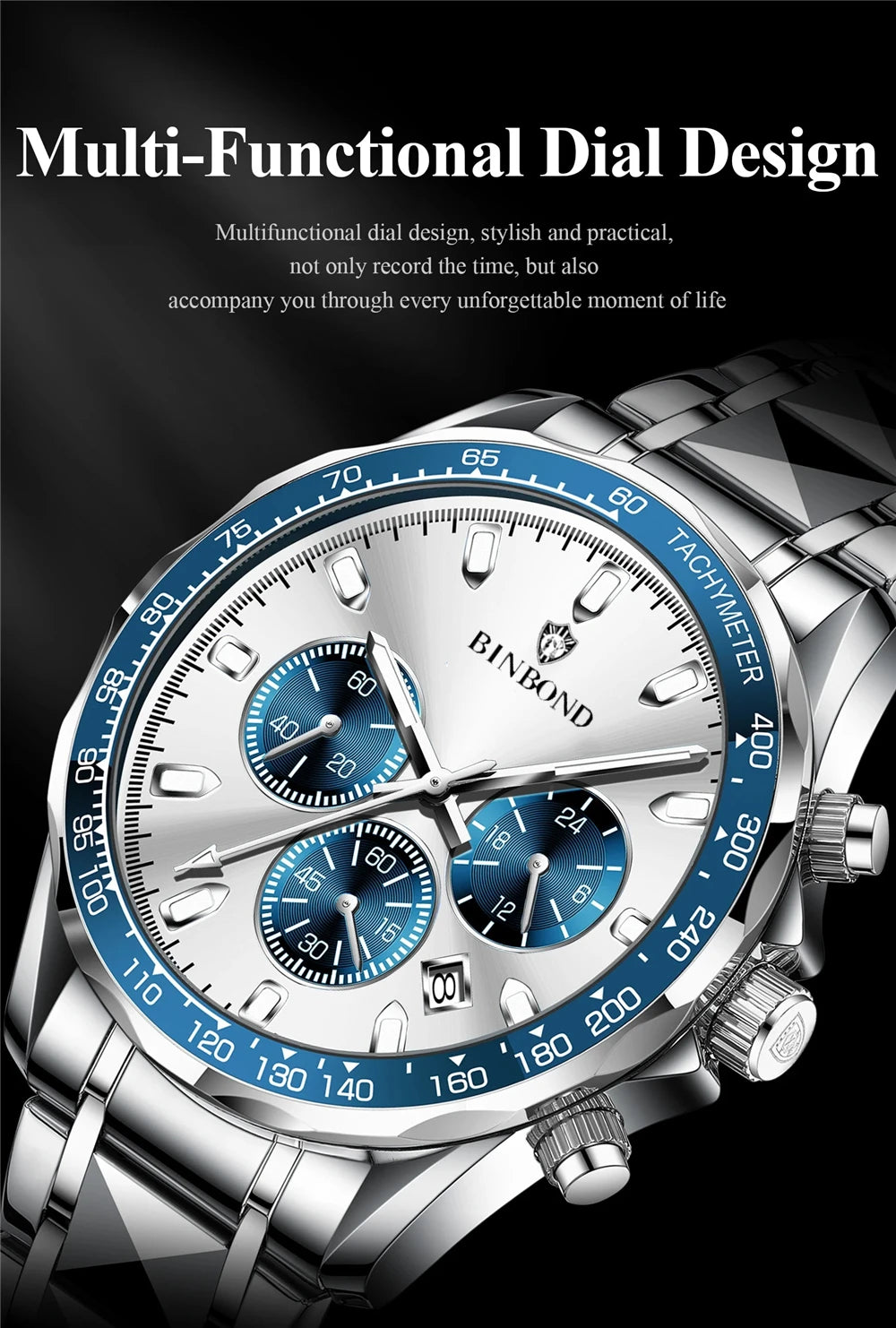 New Automatic Watch For Man Small Dial Blue Digital Fashion Quartz Wristwatches Men Clock Luxury Watches Mens Gifts Cadeau Homme