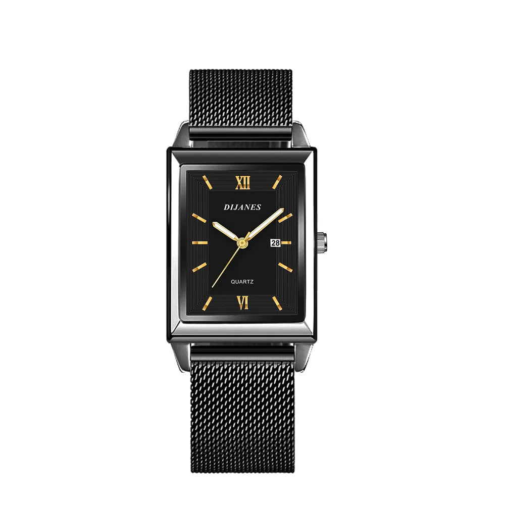 New Luxury Fashion Gold Watch for Women Men Stainless Steel Quartz Wristwatch Women's Watches Ladies Calendar Clock
