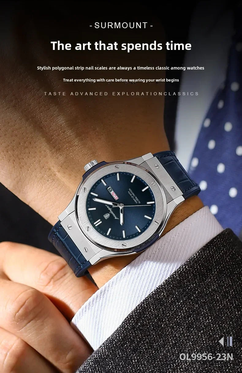 New Man Leather Casual Sports Clock Men Luxury Watch Automatic Watches Mens Top Fashion Quartz Wristwatches Man Reloj Hombre