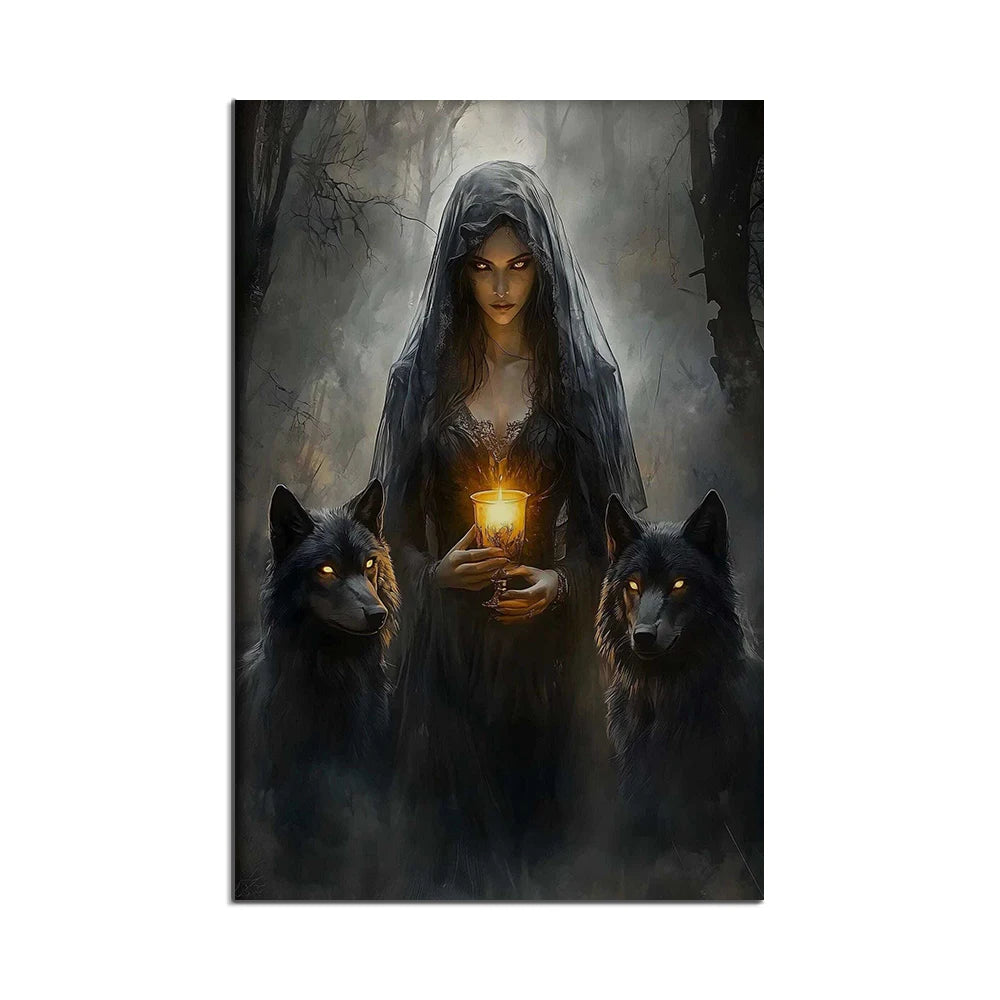 Hecate print, Greek goddess of magic and witchcraft, Art Nouveau, sacred feminine artwork, Greek mythology, Greek goddess poster