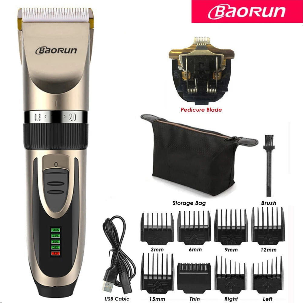 BaoRun Dog Clippers Dogs Grooming Clipper Shaver USB Rechargeable Professional Pet Cat Hair Trimmer Low-Noise Haricut Machine