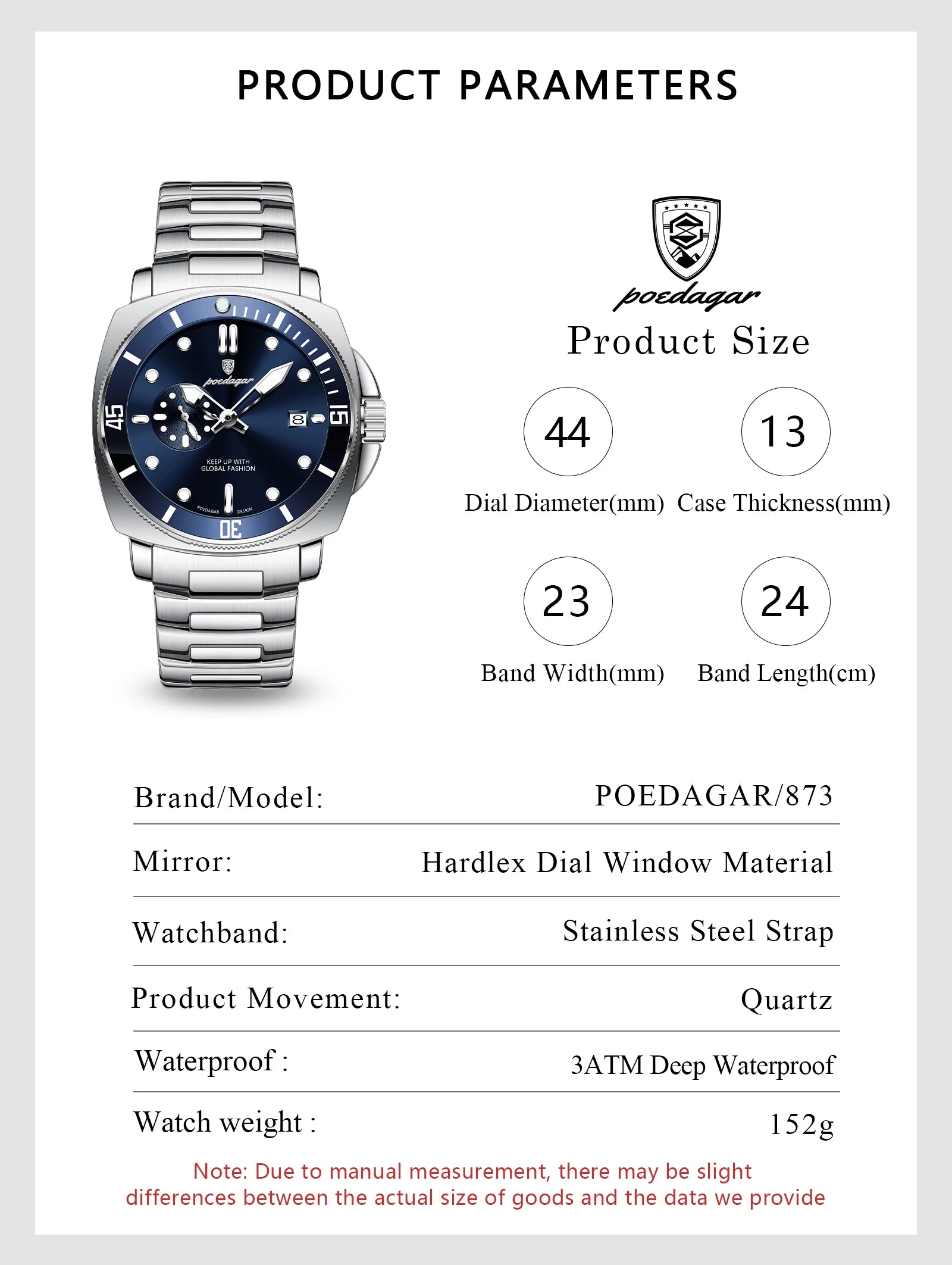 POEDAGAR Original Luxury Men's Watches Luminous Waterproof Date Business Watch Men Stainless Steel Fashion Quartz Man Wristwatch