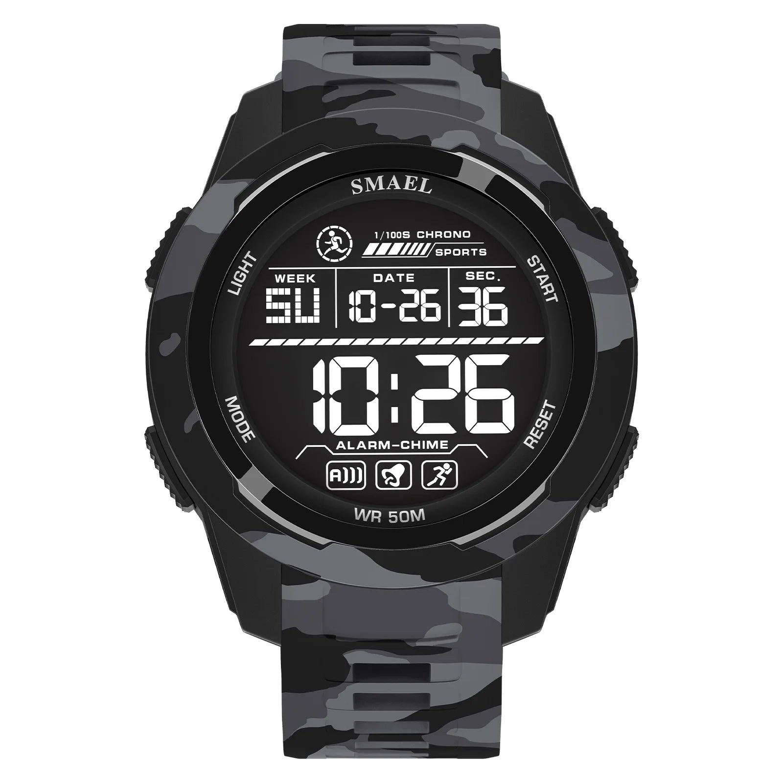 SMAEL Watch 8105 Camo Strap Men Sports Multifunctional Watches Waterproof Shock Digital Display LED Wristwatch for Man