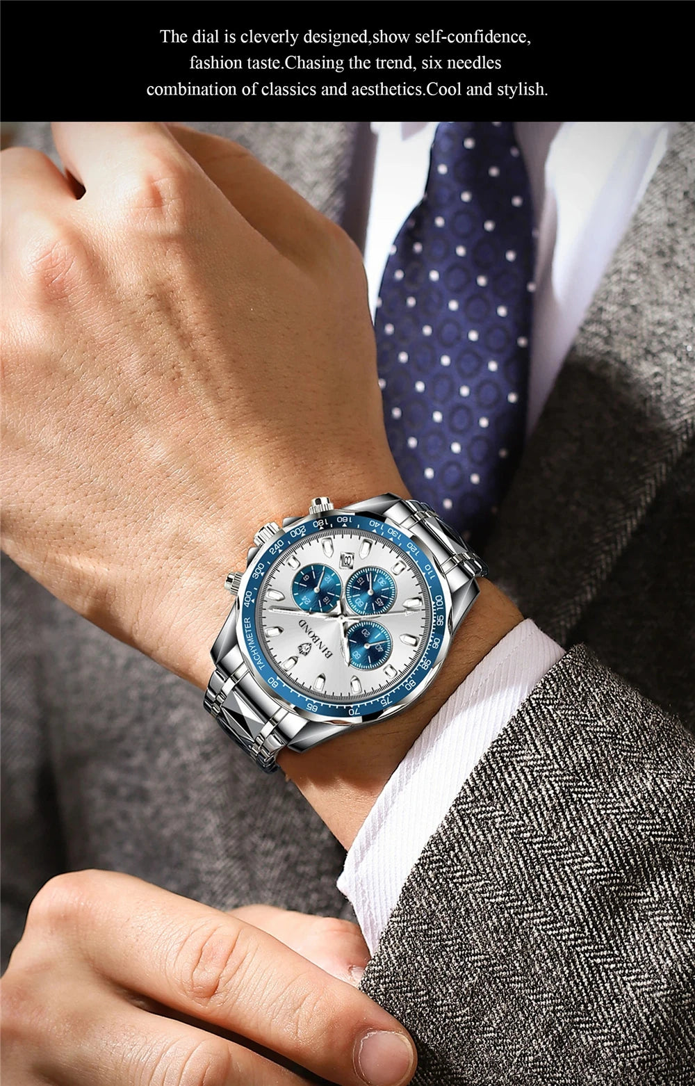New Automatic Watch For Man Small Dial Blue Digital Fashion Quartz Wristwatches Men Clock Luxury Watches Mens Gifts Cadeau Homme