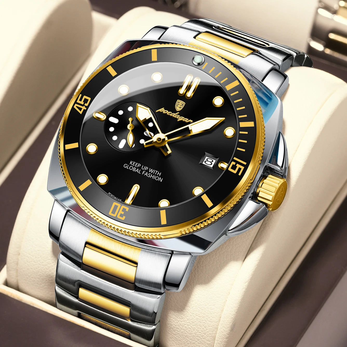 POEDAGAR Original Luxury Men's Watches Luminous Waterproof Date Business Watch Men Stainless Steel Fashion Quartz Man Wristwatch