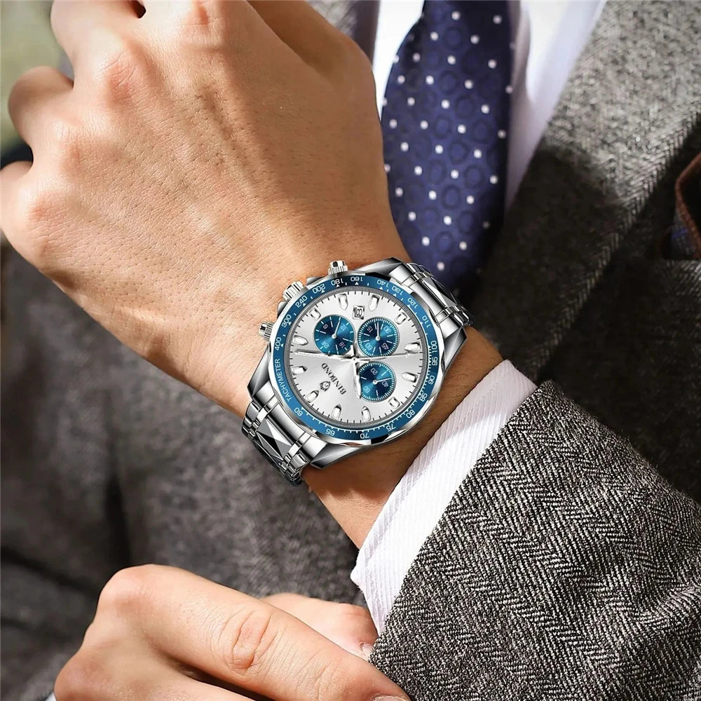 New Automatic Watch For Man Small Dial Blue Digital Fashion Quartz Wristwatches Men Clock Luxury Watches Mens Gifts Cadeau Homme